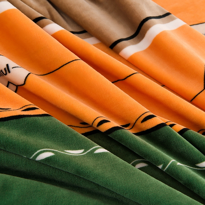 91家纺网 家纺一手货源 找家纺 金柚子 2024新款加厚牛奶绒四件套 快乐心情