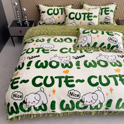 91家纺网 家纺一手货源 找家纺 总天之澜 2024新款韩版8斤直播高品类牛奶绒金貂法莱珊瑚印花四件套