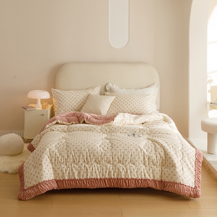 91家纺网 家纺一手货源 找家纺 有货 2023秋冬新款韩式全棉保暖一体被 甜心