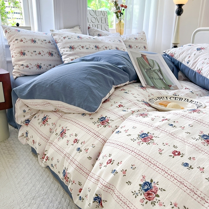 91家纺网 家纺一手货源 找家纺 妖妖家纺 2023新款有氧提花小竺棉印花四件套 倾城