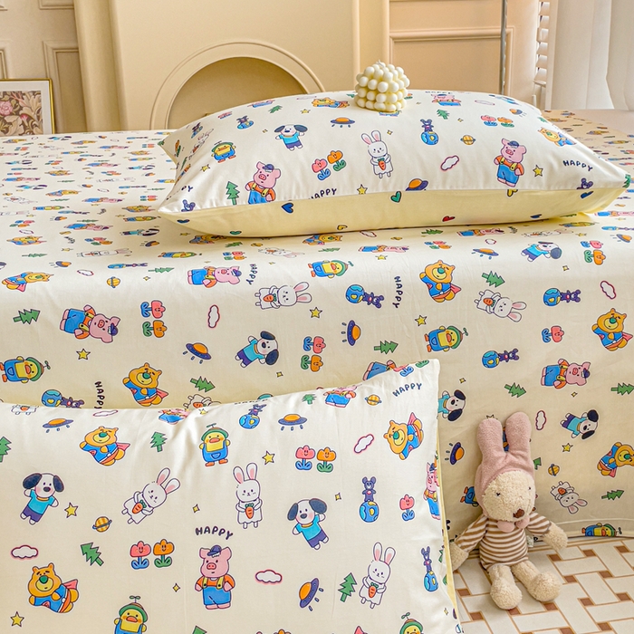 91家纺网 家纺一手货源 找家纺 名兮家居 2023新款全棉简约印花枕套 动物派对