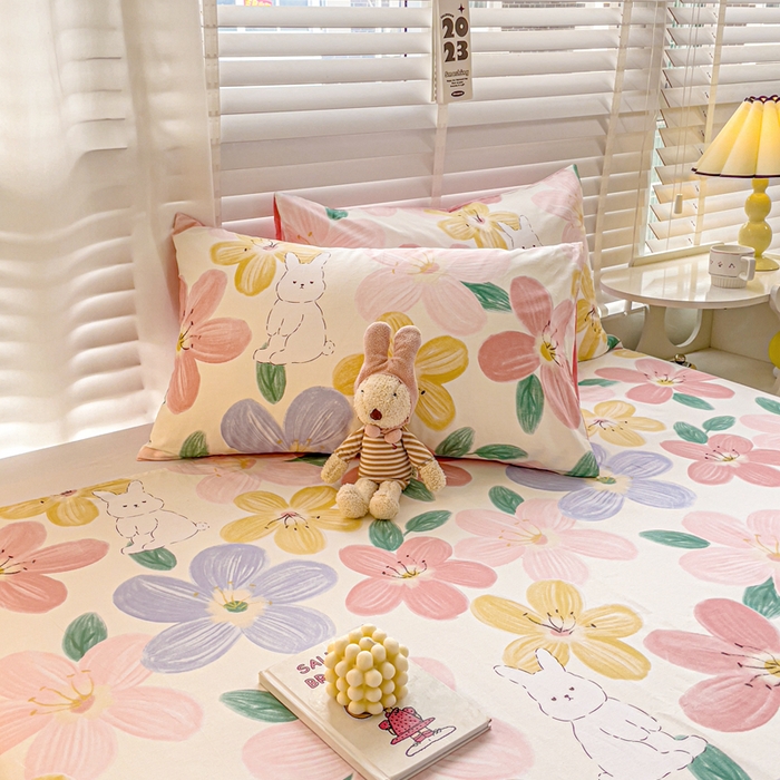 91家纺网 家纺一手货源 找家纺 名兮家居 2023新款全棉简约印花枕套 花甜粉