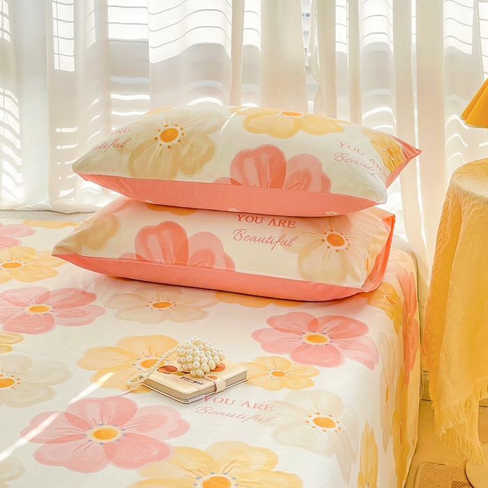 91家纺网 家纺一手货源 找家纺 名兮家居 2023新款全棉简约印花枕套 春暖花开