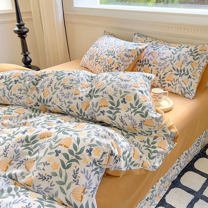 91家纺网 家纺一手货源 找家纺 田野 2023新款全棉加厚活性磨毛四件套 春意