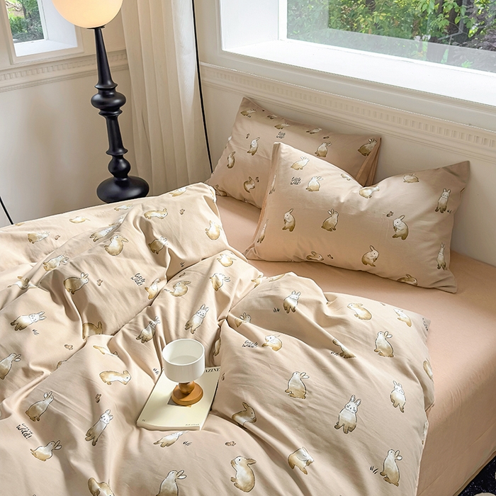 91家纺网 家纺一手货源 找家纺 田野 2023新款全棉加厚活性磨毛四件套 极兔世界