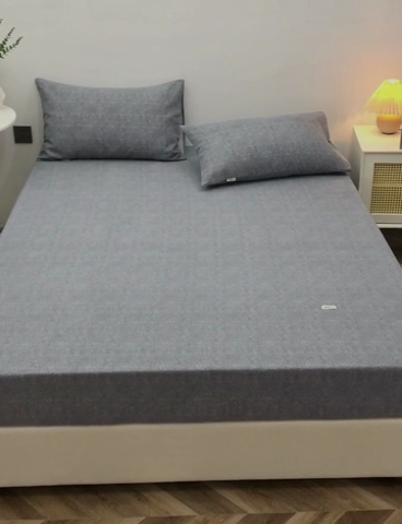 91家纺网 家纺一手货源 找家纺 棉乐町 2025新款老粗布床笠 浅灰