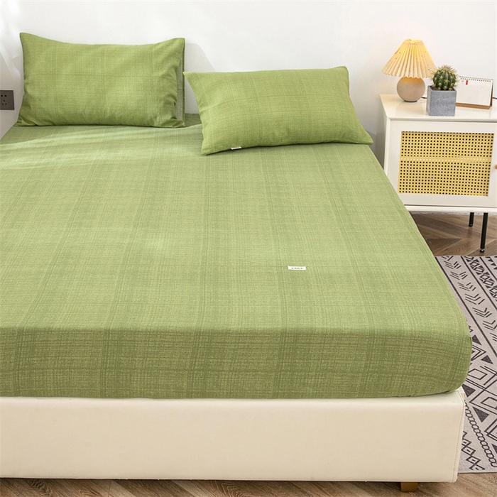 91家纺网 家纺一手货源 找家纺 首爱家纺 2025新款纯棉老粗布床笠 嫩绿