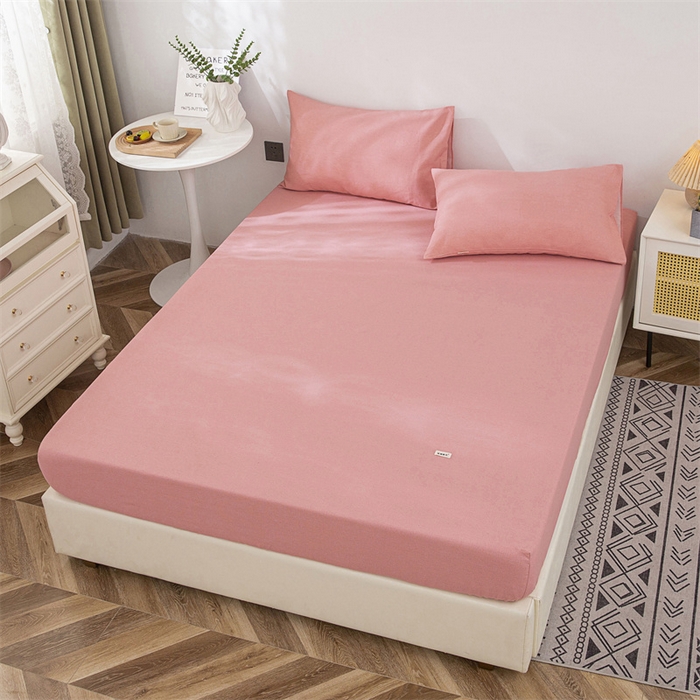 91家纺网 家纺一手货源 找家纺 棉乐町 2025新款老粗布床笠 樱花粉