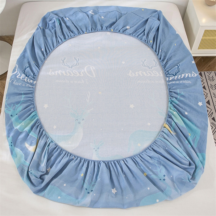 91家纺网 家纺一手货源 找家纺 棉乐町 2025新款老粗布床笠 梦幻小鹿