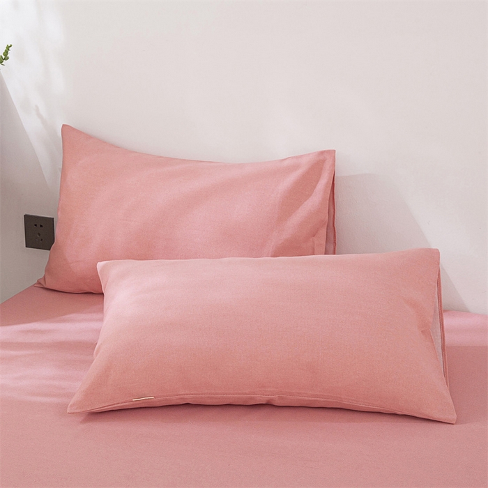 91家纺网 家纺一手货源 找家纺 首爱家纺 2025新款纯棉老粗布床笠 樱花粉