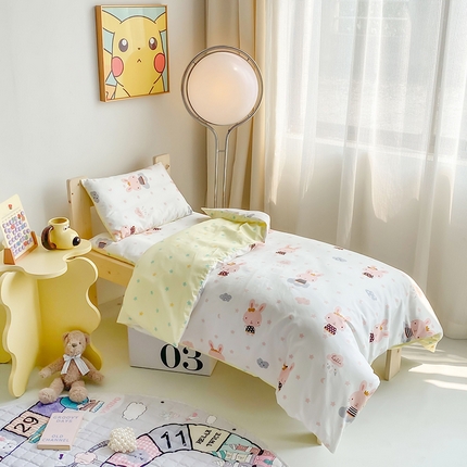 91家纺网 家纺一手货源 找家纺 （总）沁童2023新款60支宝宝全棉儿童全棉三件套，幼儿园六件套一包拎