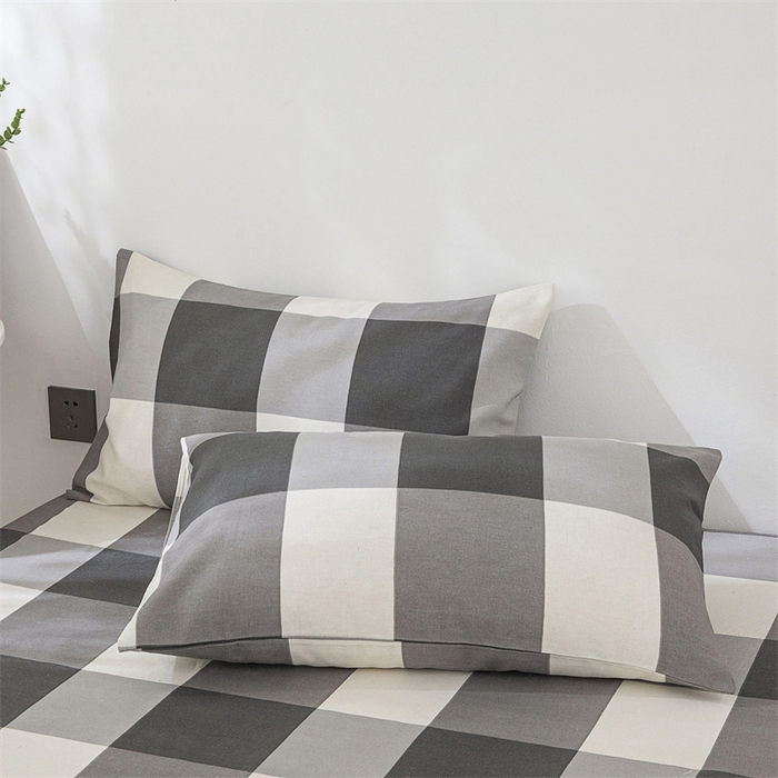 91家纺网 家纺一手货源 找家纺 棉乐町 2025新款老粗布床笠 灰格