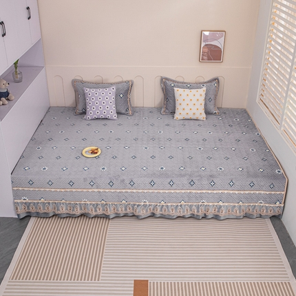 91家纺网 家纺一手货源 找家纺 （总）手艺人 2025新款牛奶绒炕盖榻榻米炕垫新款蕾丝边K279-K303