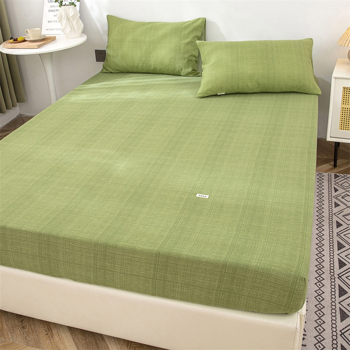 91家纺网 家纺一手货源 找家纺 棉乐町 2025新款老粗布床笠 嫩绿