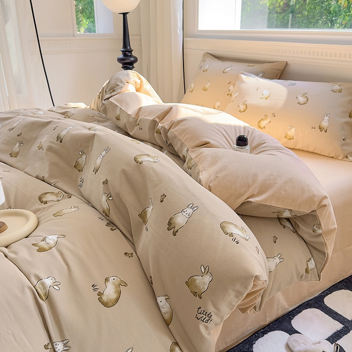 91家纺网 家纺一手货源 找家纺 田野 2023新款全棉加厚活性磨毛四件套 极兔世界