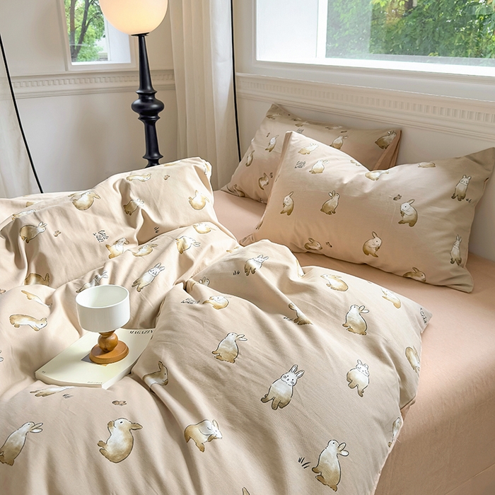 91家纺网 家纺一手货源 找家纺 田野 2023新款全棉加厚活性磨毛四件套 极兔世界