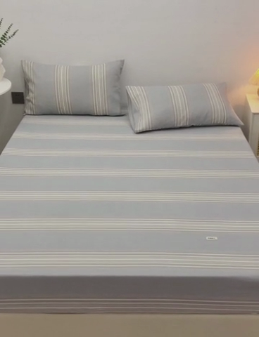 91家纺网 家纺一手货源 找家纺 棉乐町 2025新款老粗布床笠 淡雅