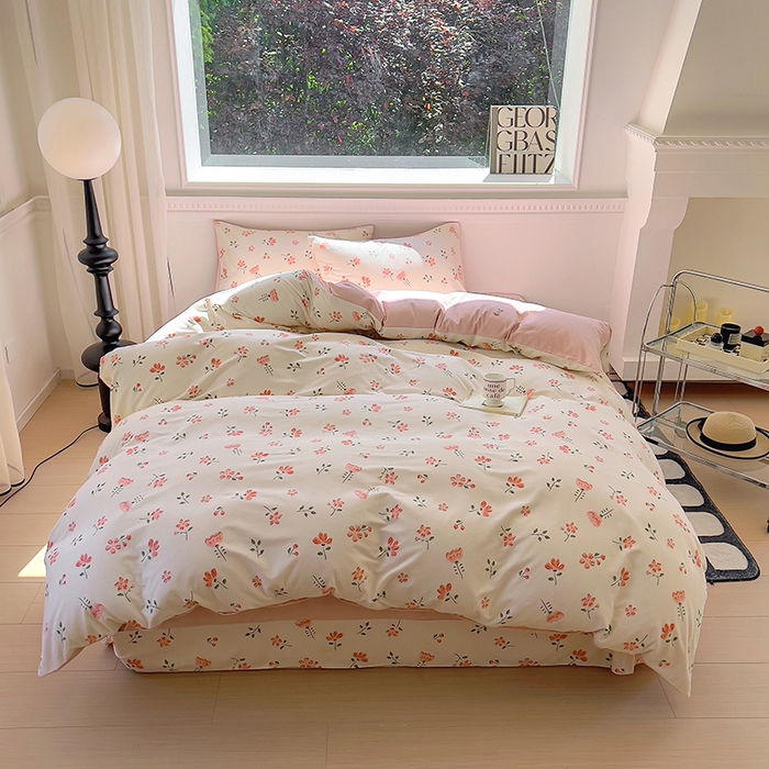 91家纺网 家纺一手货源 找家纺 田野 2023新款全棉加厚活性磨毛四件套 恬美