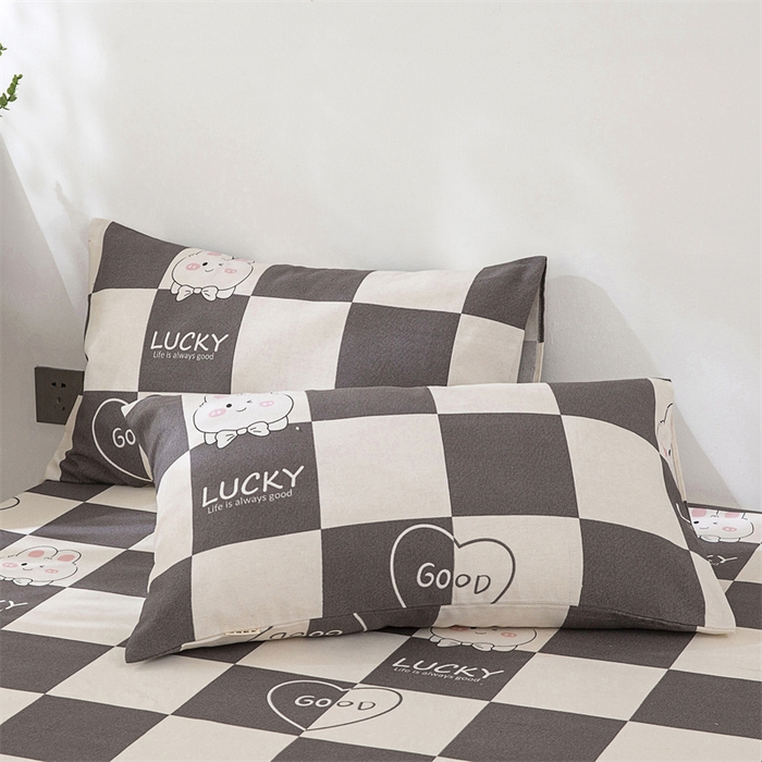 91家纺网 家纺一手货源 找家纺 首爱家纺 2025新款纯棉老粗布床笠 lucky兔