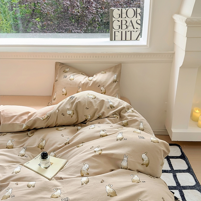 91家纺网 家纺一手货源 找家纺 田野 2023新款全棉加厚活性磨毛四件套 极兔世界