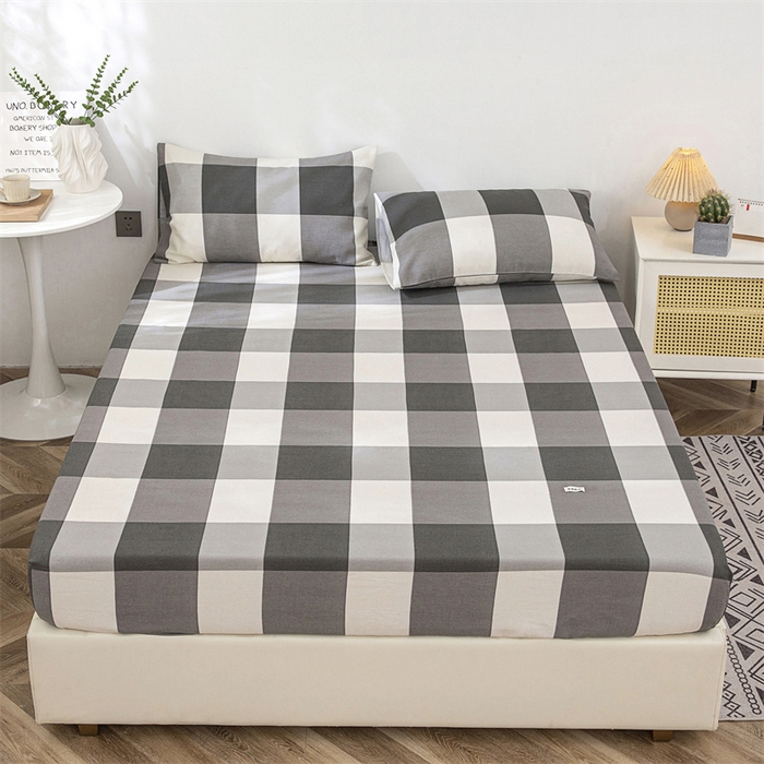 91家纺网 家纺一手货源 找家纺 棉乐町 2025新款老粗布床笠 灰格