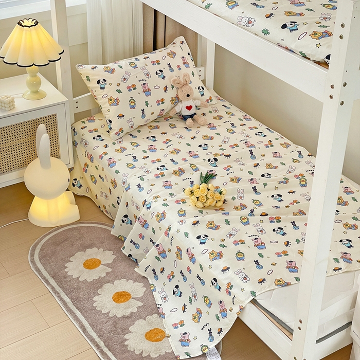 91家纺网 家纺一手货源 找家纺 名兮家居 2023新款全棉简约印花枕套 动物派对