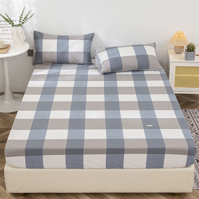 91家纺网 家纺一手货源 找家纺 棉乐町 2025新款老粗布床笠 蓝格