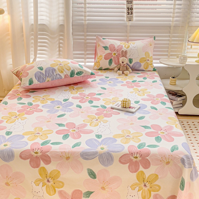 91家纺网 家纺一手货源 找家纺 名兮家居 2023新款全棉简约印花枕套 花甜粉