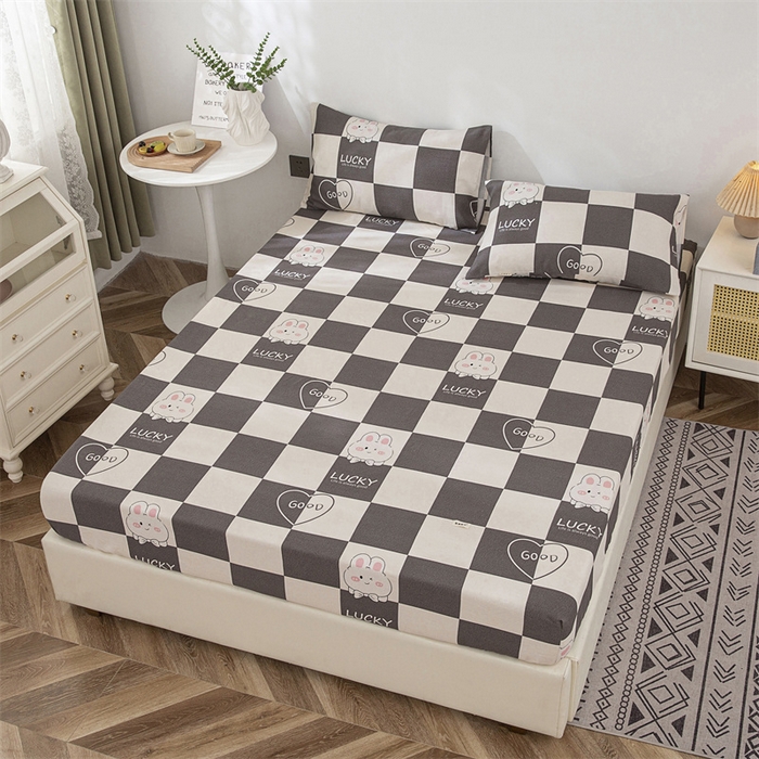 91家纺网 家纺一手货源 找家纺 棉乐町 2025新款老粗布床笠 lucky兔