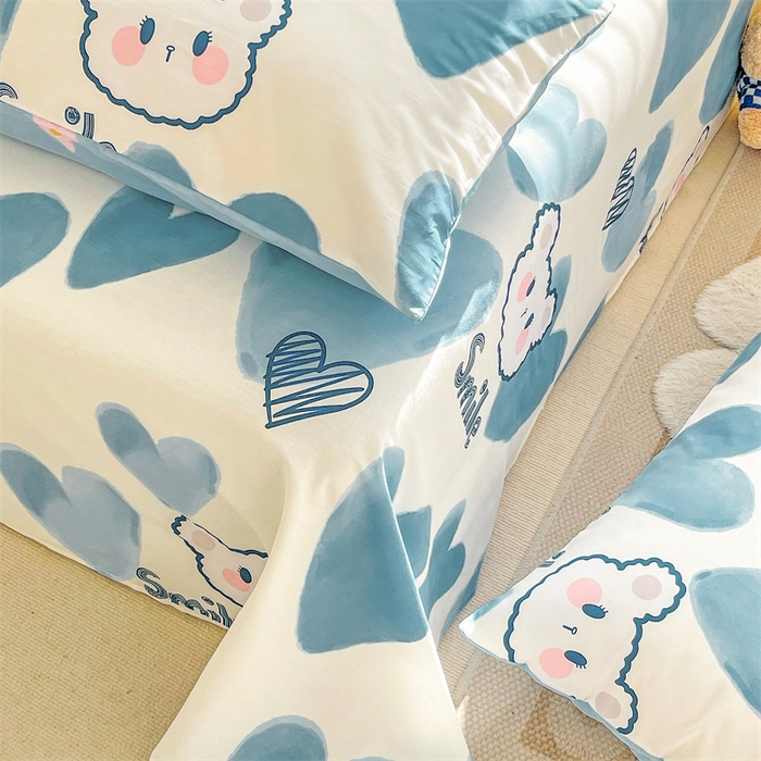 91家纺网 家纺一手货源 找家纺 名兮家居 2023新款全棉简约印花枕套 波波熊