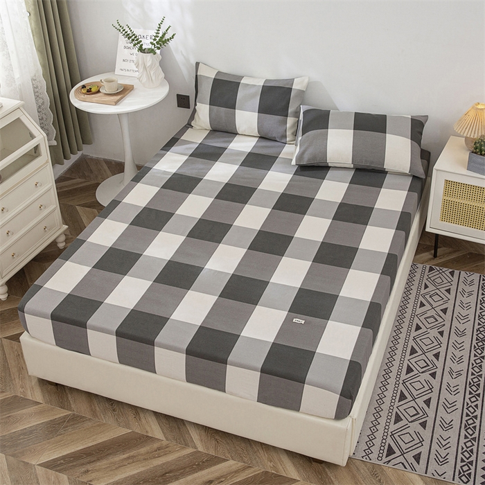 91家纺网 家纺一手货源 找家纺 棉乐町 2025新款老粗布床笠 灰格