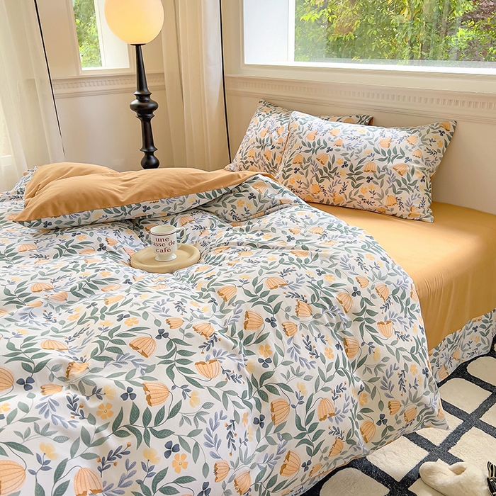 91家纺网 家纺一手货源 找家纺 田野 2023新款全棉加厚活性磨毛四件套 春意