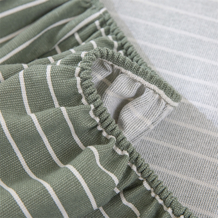 91家纺网 家纺一手货源 找家纺 棉乐町 2025新款老粗布床笠 条纹绿