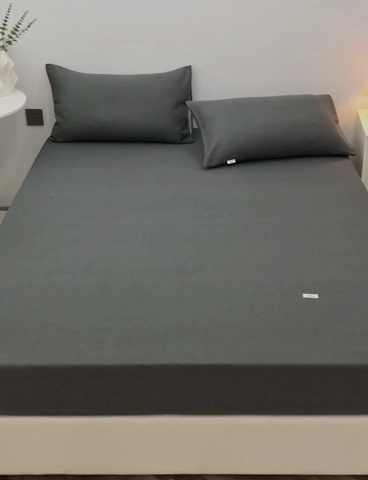 91家纺网 家纺一手货源 找家纺 首爱家纺 2025新款纯棉老粗布床笠 傍晚