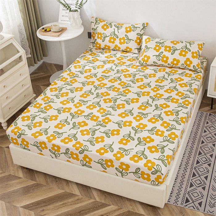 91家纺网 家纺一手货源 找家纺 首爱家纺 2025新款纯棉老粗布床笠 花颜