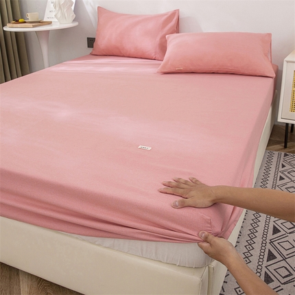 首爱家纺 2025新款纯棉老粗布床笠 樱花粉
