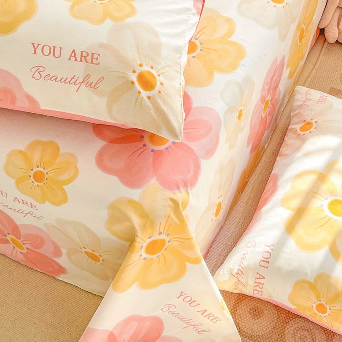 91家纺网 家纺一手货源 找家纺 名兮家居 2023新款全棉简约印花枕套 春暖花开