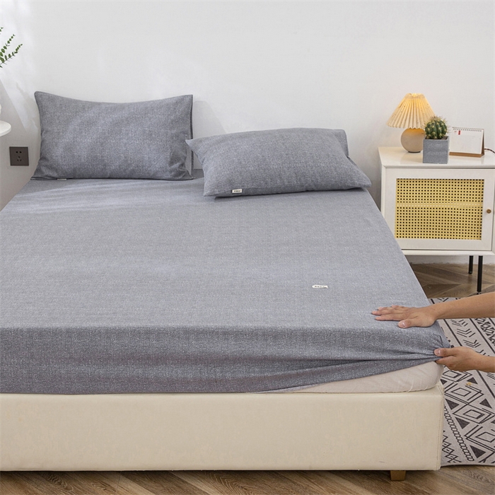 91家纺网 家纺一手货源 找家纺 棉乐町 2025新款老粗布床笠 浅灰