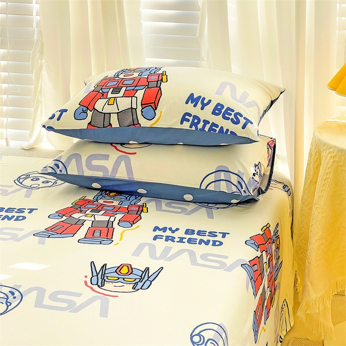 91家纺网 家纺一手货源 找家纺 名兮家居 2023新款全棉简约印花枕套 机器小新