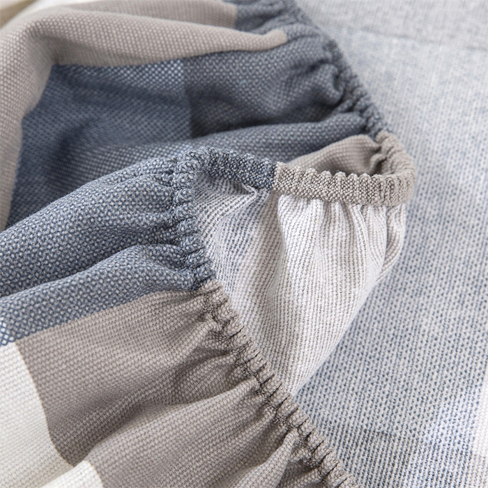 91家纺网 家纺一手货源 找家纺 棉乐町 2025新款老粗布床笠 蓝格