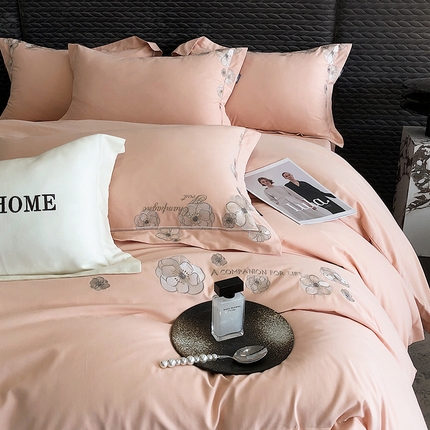 91家纺网 家纺一手货源 找家纺 （总）玖玖爱 2023新款120支超柔长绒棉磨毛绣花四件套-花开怡然系列