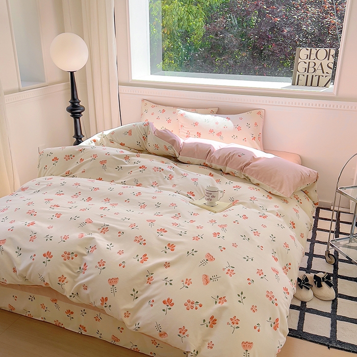 91家纺网 家纺一手货源 找家纺 田野 2023新款全棉加厚活性磨毛四件套 恬美