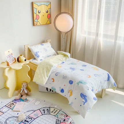 91家纺网 家纺一手货源 找家纺 （总）沁童2023新款60支宝宝全棉儿童全棉三件套，幼儿园六件套一包拎