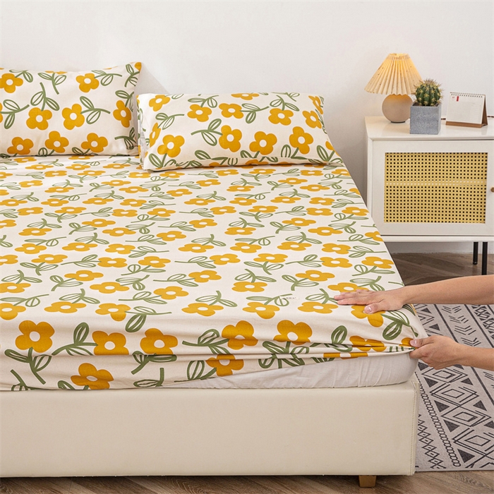 91家纺网 家纺一手货源 找家纺 首爱家纺 2025新款纯棉老粗布床笠 花颜