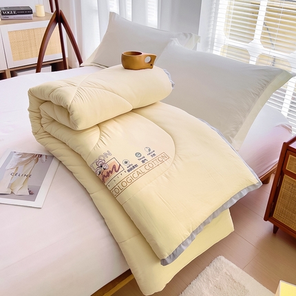 91家纺网 家纺一手货源 找家纺 鑫棉坊 2023新款新疆水洗棉纯色烫画棉花被被子被芯 活力黄