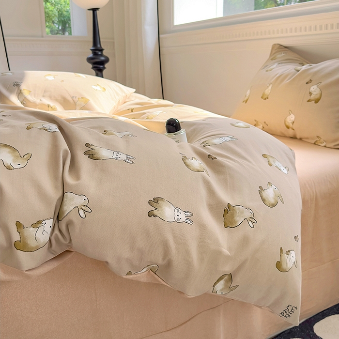 91家纺网 家纺一手货源 找家纺 田野 2023新款全棉加厚活性磨毛四件套 极兔世界