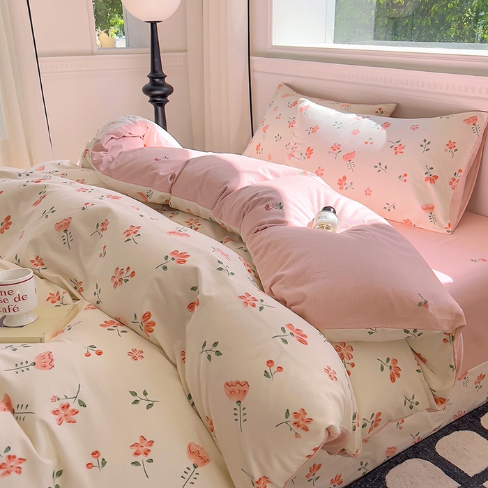 91家纺网 家纺一手货源 找家纺 田野 2023新款全棉加厚活性磨毛四件套 恬美