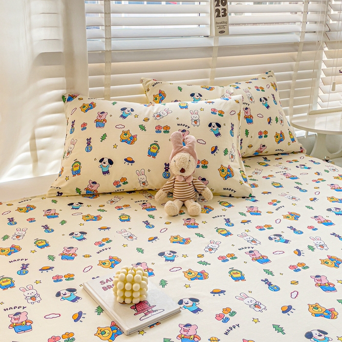 91家纺网 家纺一手货源 找家纺 名兮家居 2023新款全棉简约印花枕套 动物派对