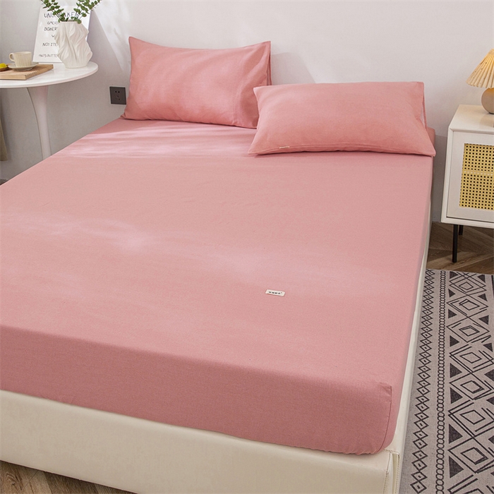 91家纺网 家纺一手货源 找家纺 棉乐町 2025新款老粗布床笠 樱花粉