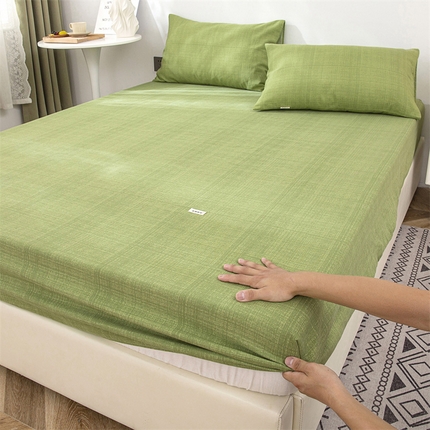 首爱家纺 2025新款纯棉老粗布床笠 嫩绿